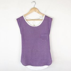 New York & Company Grid Sleeveless Career Top